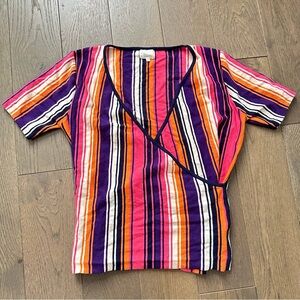 Vibrant Striped V-Neck Top